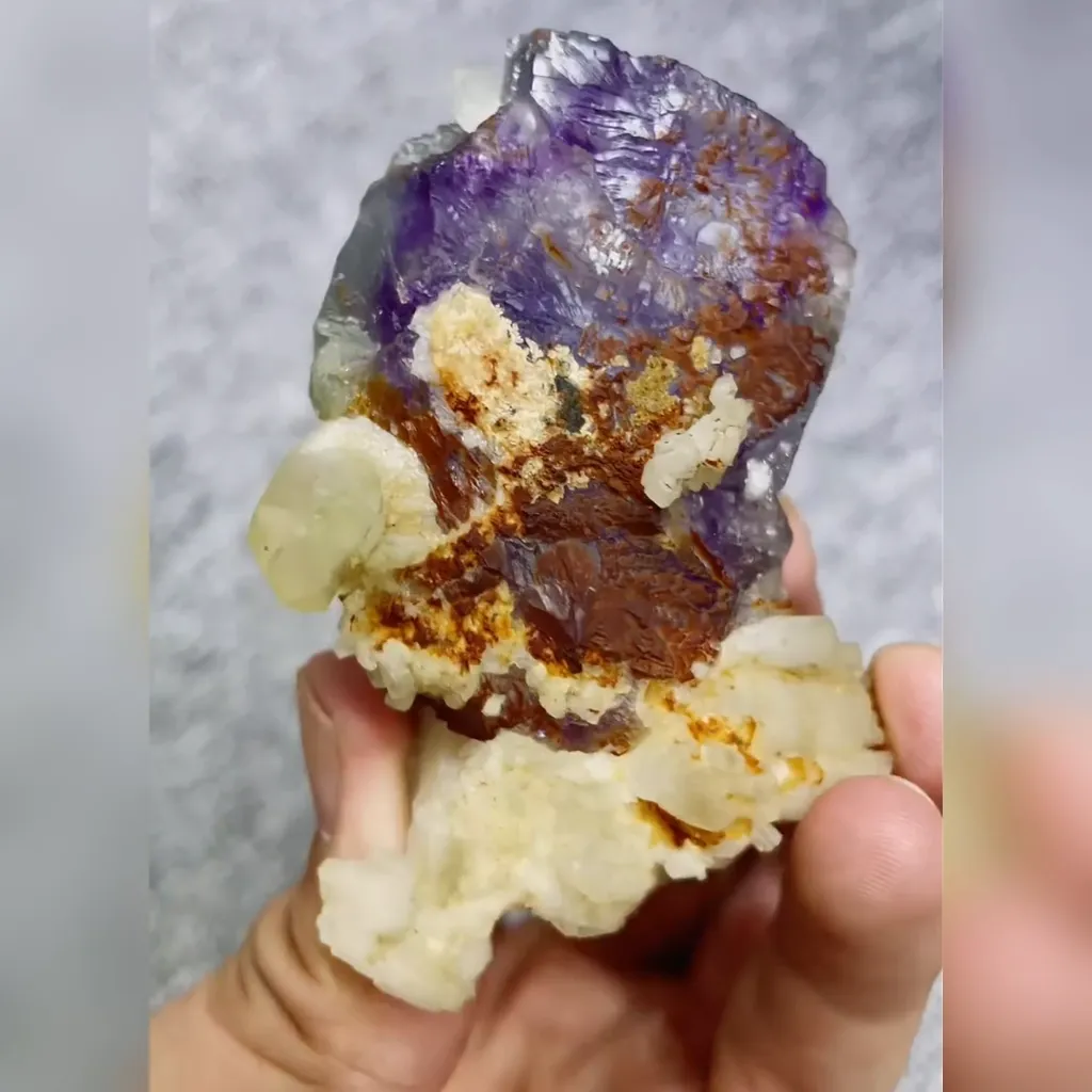 Natural Purple Phantom Fluorite and Calcite Symbiosis comes from Shangbao,Hunan 50*75*40MM - image 6