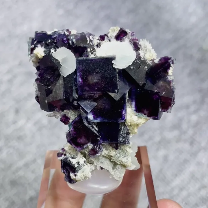 Natural Purple Phantom Fluorite and Calcite Symbiosis comes from Yindu,Inner Mongolia 45*40*20MM - image 5
