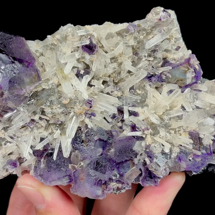 Natural Purple Phantom Fluorite and Clear Quartz Cluster, Mineral Specimen: Inner Mongolia,China (160*70*55MM) - image 4
