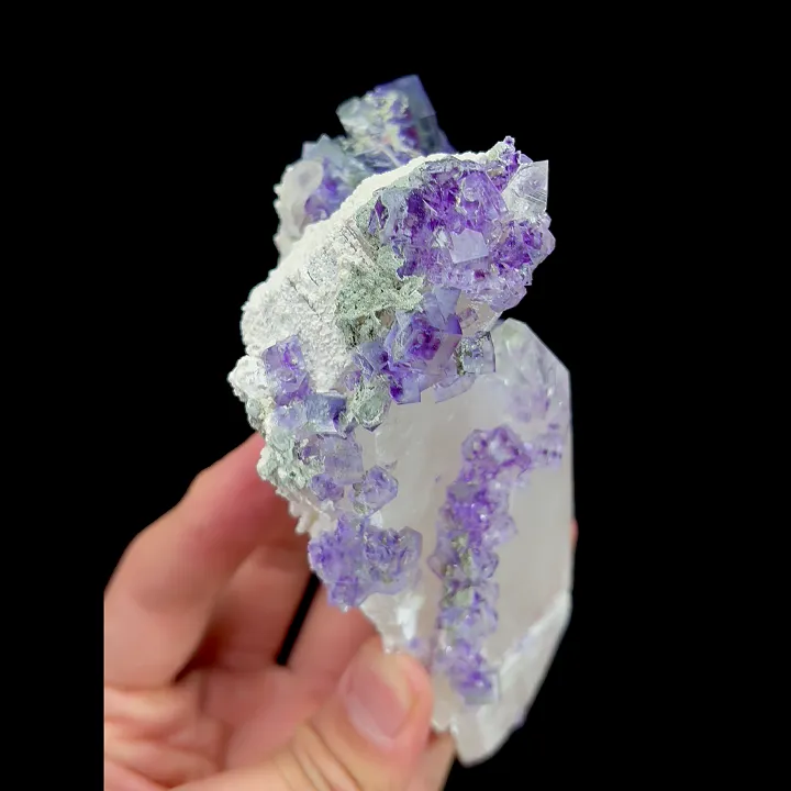 Natural Purple Phantom Fluorite and Clear Quartz Cluster, Mineral Specimen: Yaogangxian,Hunan (85*120*50MM) - image 5