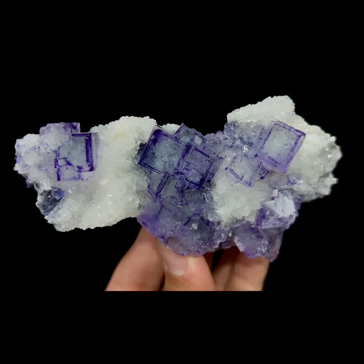 Natural Purple Phantom Fluorite and Clear Quartz Cluster, Mineral Specimen:Zhejiang,China (115*65*25MM) image