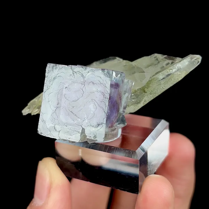 Natural Purple Phantom Fluorite and Clear Quartz, Mineral Specimen:Yaogangxian,Hunan (55*35*25MM) image