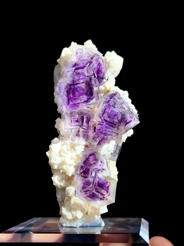 Natural Purple Phantom Fluorite and Dolomite coexist comes from Shangbao,Hunan 30*25*75MM image