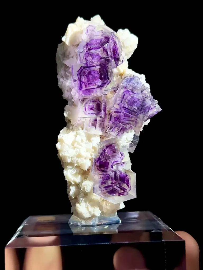 Natural Purple Phantom Fluorite and Dolomite coexist comes from Shangbao,Hunan 30*25*75MM - image 3