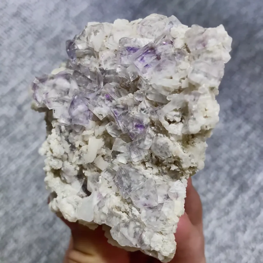 Natural Purple Phantom Fluorite and Dolomite Symbiosis comes from Shangbao,Hunan 65*70*35MM - image 2