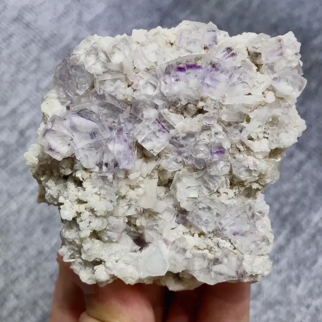 Natural Purple Phantom Fluorite and Dolomite Symbiosis comes from Shangbao,Hunan 65*70*35MM image