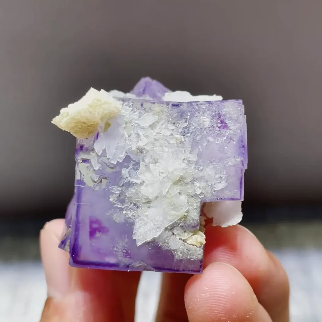 Natural Purple Phantom Fluorite and Dolomite Symbiosis comes from Yaogangxian,Hunan 30*35*30MM - image 3