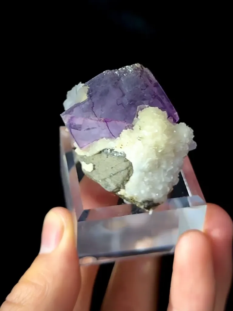 Natural Purple Phantom Fluorite and Flaky Calcite coexist comes from Yaoangxian,Hunan 50*35*30MM - image 5