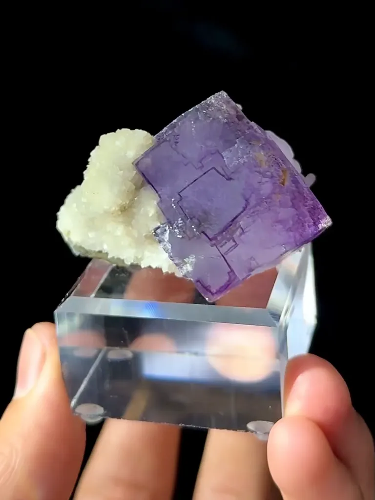 Natural Purple Phantom Fluorite and Flaky Calcite coexist comes from Yaoangxian,Hunan 50*35*30MM - image 6