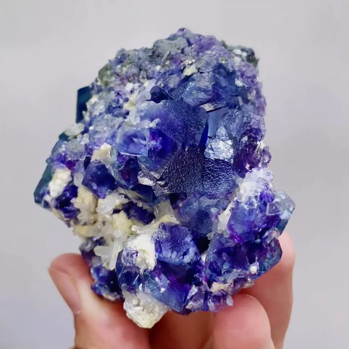 Natural Purple Phantom Fluorite and Mica and Quartz Symbiosis comes from Inner Mongolia,China 65*70*40MM image