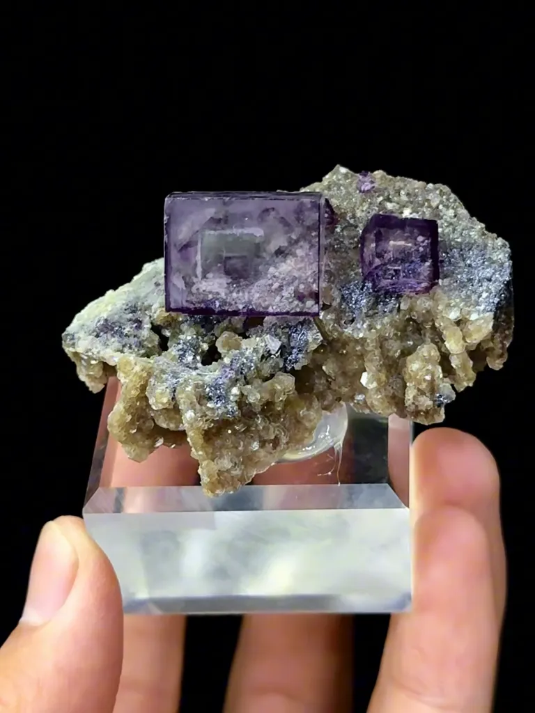 Natural Purple Phantom Fluorite and Mica Coexist comes from Yaogangxian, Hunan 60*30*25MM - image 3