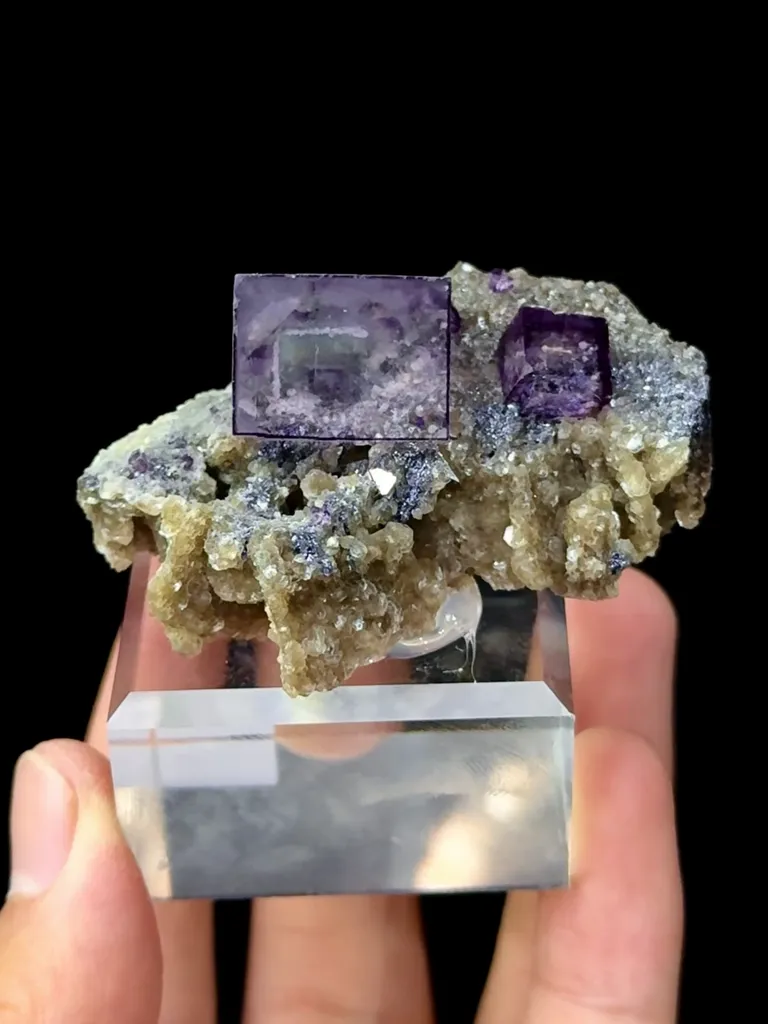 Natural Purple Phantom Fluorite and Mica Coexist comes from Yaogangxian, Hunan 60*30*25MM - image 6