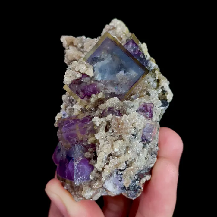 Natural Purple Phantom Fluorite and Mica, Mineral Specimen: Inner Mongolia,China (45*75*35MM) image