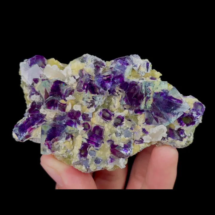 Natural Purple Phantom Fluorite and Mica, Mineral Specimen: Inner Mongolia,China (80*50*15MM) image