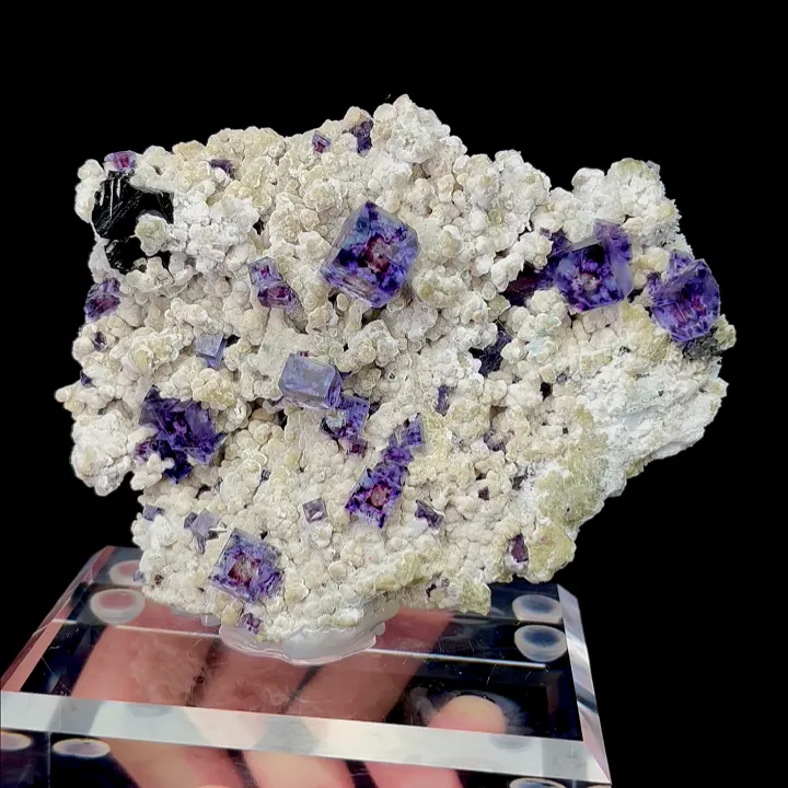 Natural Purple Phantom Fluorite and Mica, Mineral Specimen: Yindu,Inner Mongolia (110*35*80MM) image