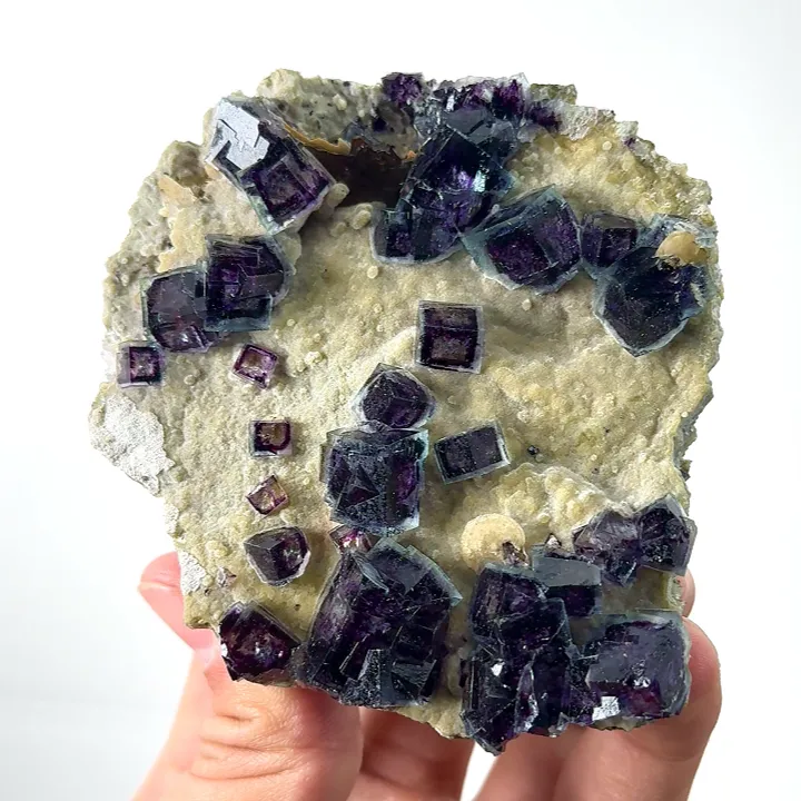 Natural Purple Phantom Fluorite and Mica, Mineral Specimen: Yindu,Inner Mongolia (80*85*25MM) image