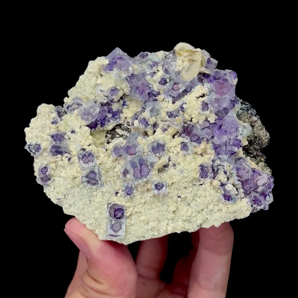 Natural Purple Phantom Fluorite and Mica Mineral Specimen,High Quality Specimen,INNER MONGOLIA,CHINA(95*80*25mm) image