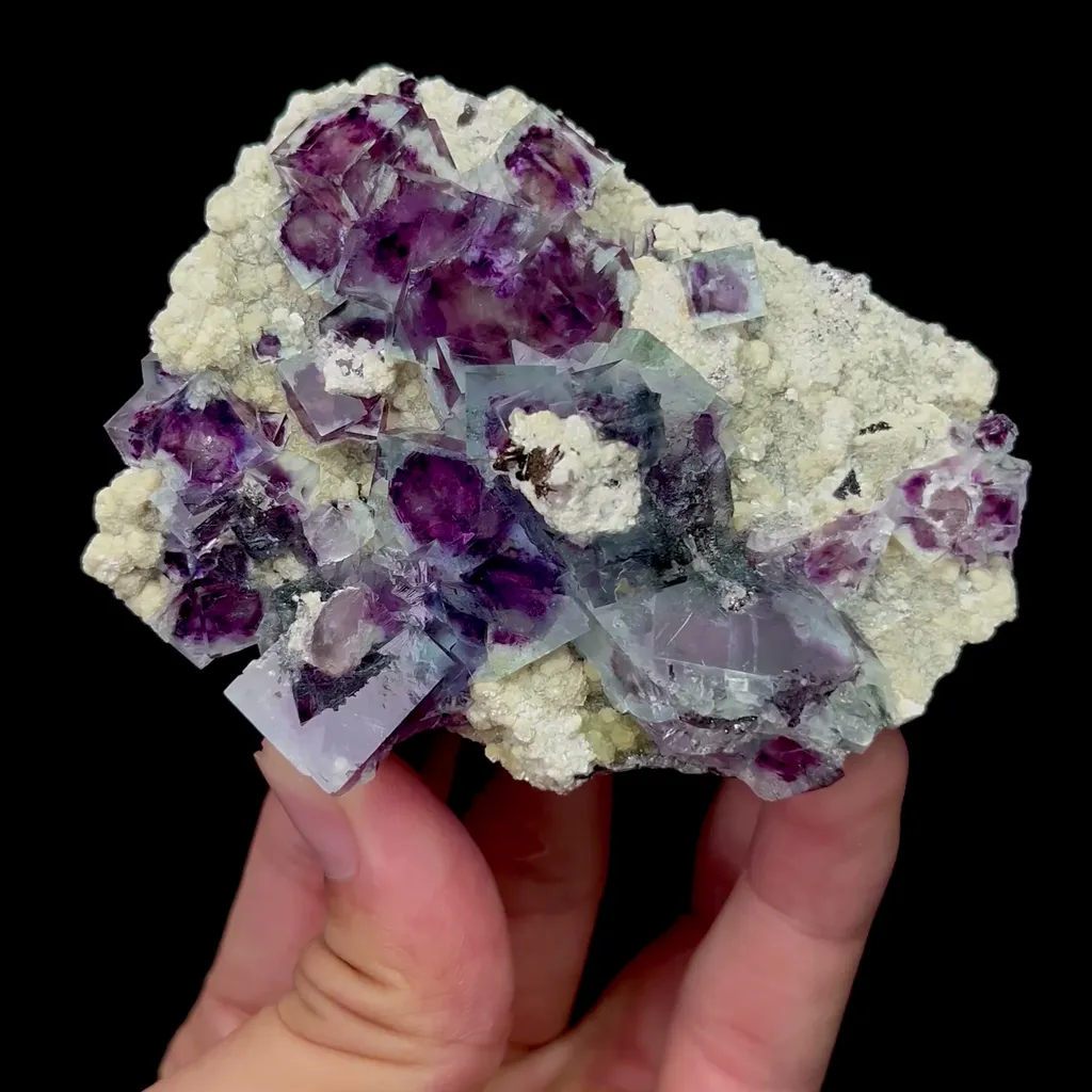 Natural Purple Phantom Fluorite and Mica Mineral Specimen,High Quality Specimen,YINDU,INNER MONGOLIA,CHINA(85*65*25mm) image