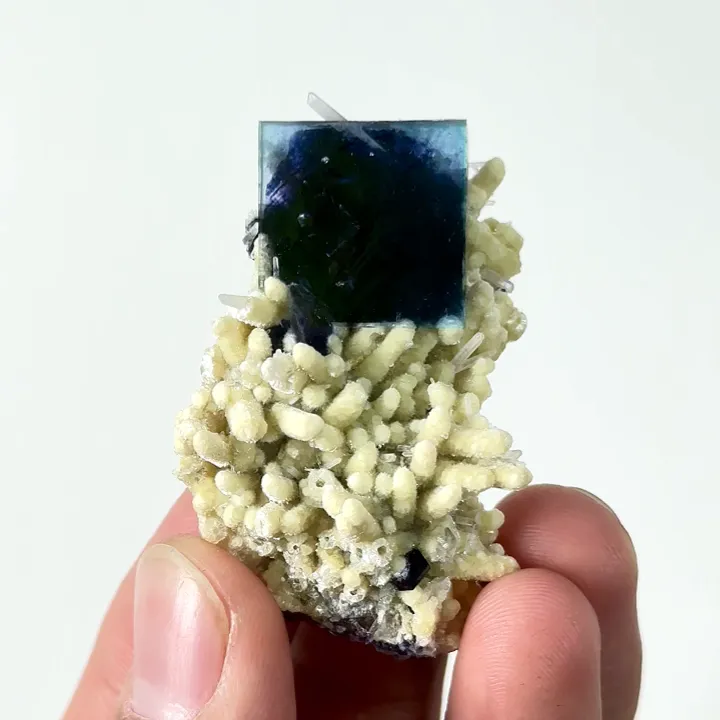 Natural Purple Phantom Fluorite and Mica, Mineral Specimen:Inner Mongolia,China (80*45*20MM) image