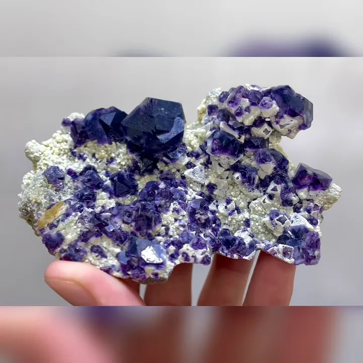 Natural Purple Phantom Fluorite and Mica Symbiosis comes from Inner Mongolia,China 105*65*50MM image