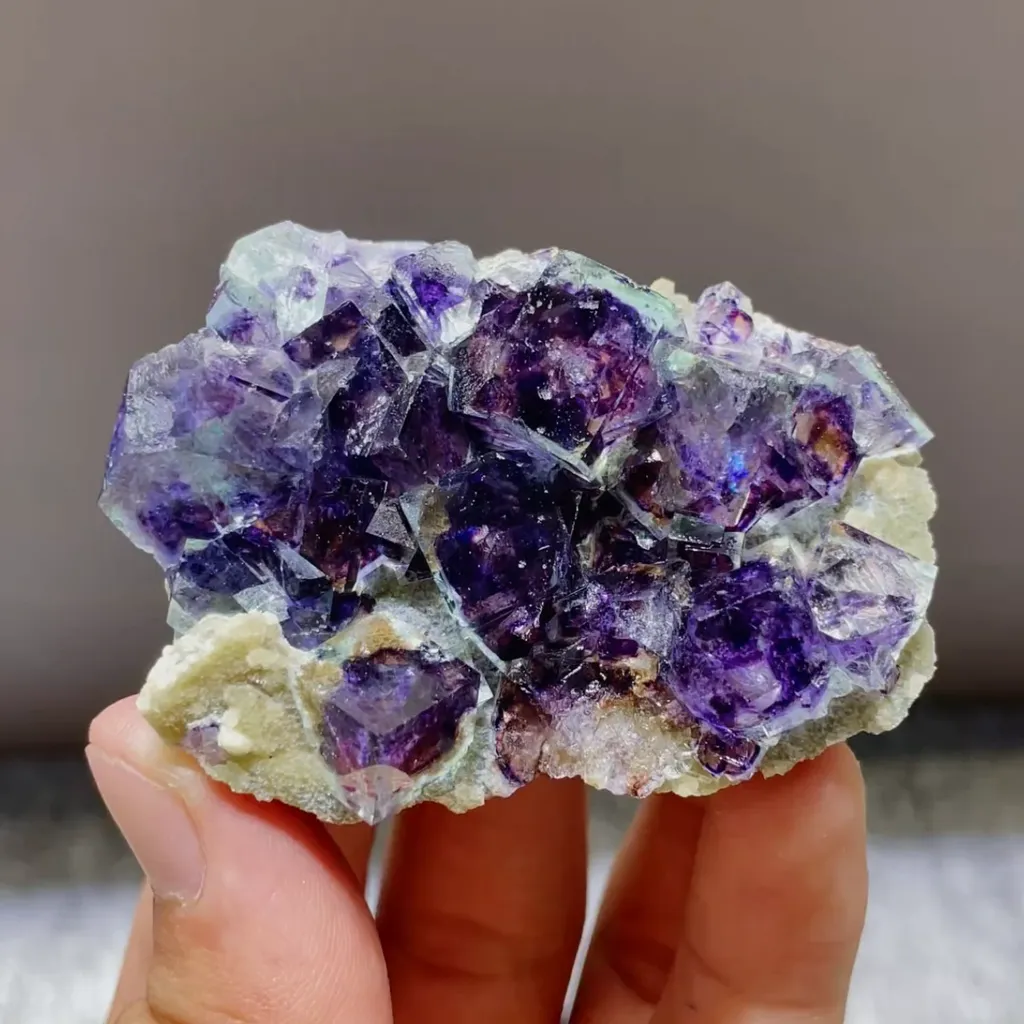 Natural Purple Phantom Fluorite and Mica Symbiosis comes from Inner Mongolia,China 60*45*15MM image