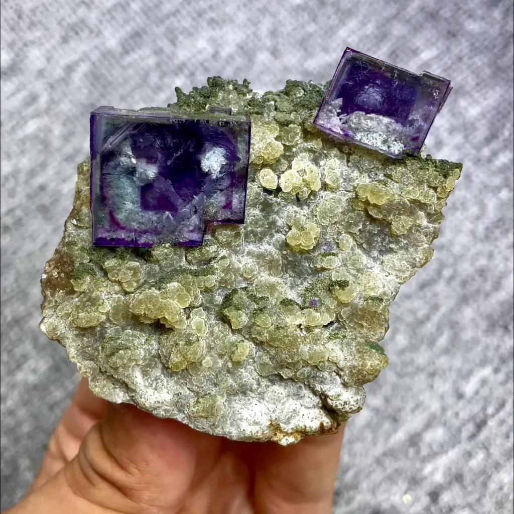 Natural Purple Phantom Fluorite and Mica Symbiosis comes from Yaogangxian,Hunan 60*60*30MM - image 5