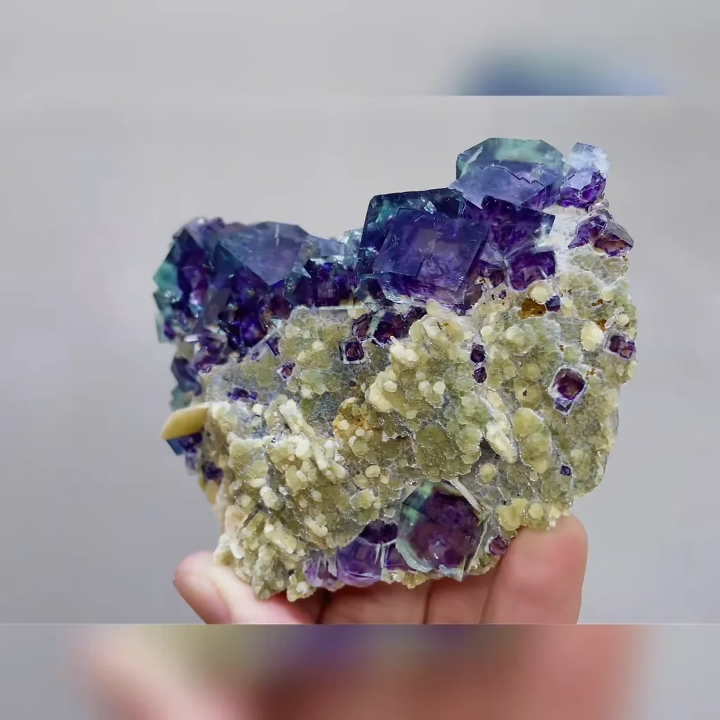 Natural Purple Phantom Fluorite and Mica Symbiosis comes from Yindu,Inner Mongolia 110*65*30MM - image 2