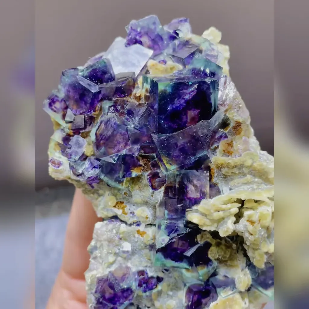 Natural Purple Phantom Fluorite and Mica Symbiosis comes from Yindu,Inner Mongolia 65*110*35MM - image 4