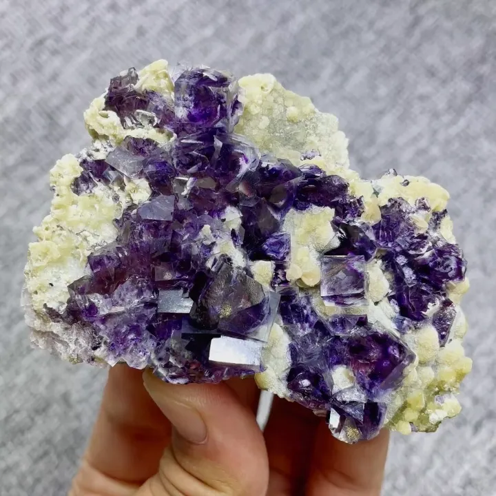 Natural Purple Phantom Fluorite and Mica Symbiosis comes from Yindu,Inner Mongolia 80*60*25MM image
