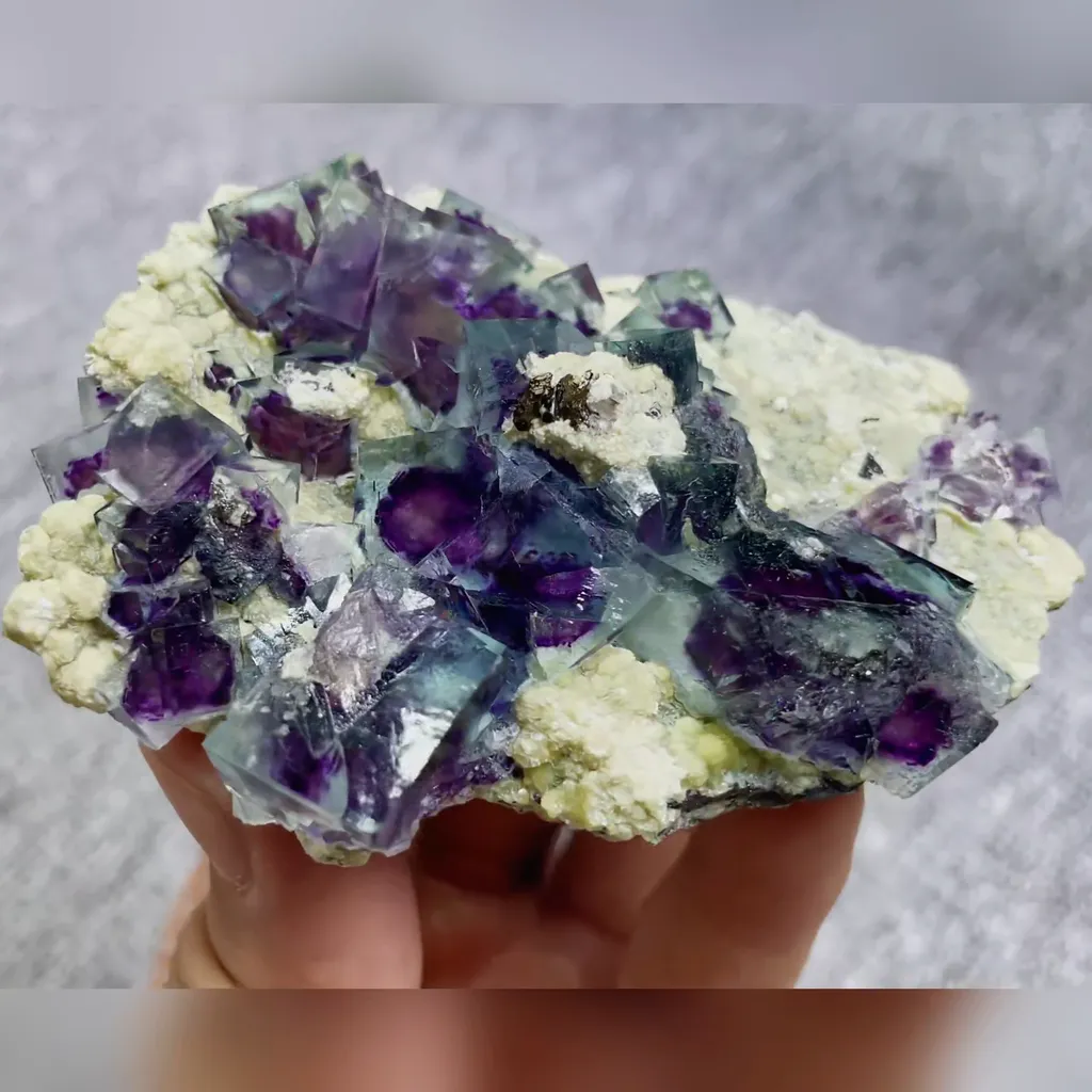 Natural Purple Phantom Fluorite and Mica Symbiosis comes from Yindu,Inner Mongolia 85*65*25MM - image 2