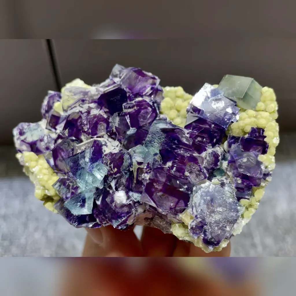 Natural Purple Phantom Fluorite and Mica Symbiosis from Yindu,Inner Mongolia 85*55*30MM - image 4