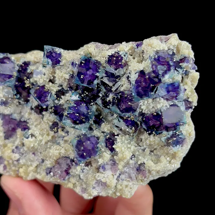 Natural Purple Phantom Fluorite and Pyrite, Mineral Specimen: Inner Mongolia,China (95*55*20MM) - image 3