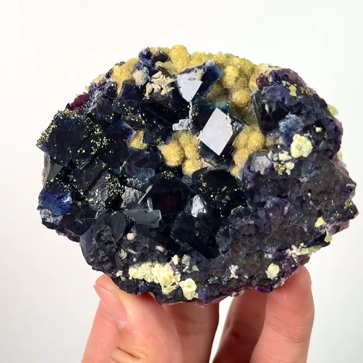 Natural Purple Phantom Fluorite and Pyrite, Mineral Specimen: Yindu,Inner Mongolia (95*70*20MM) - image 3