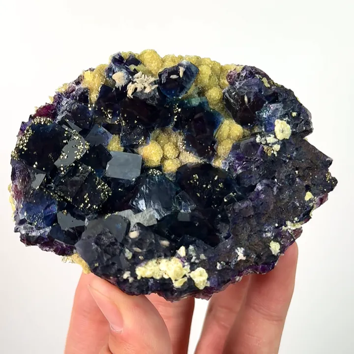 Natural Purple Phantom Fluorite and Pyrite, Mineral Specimen: Yindu,Inner Mongolia (95*70*20MM) - image 2