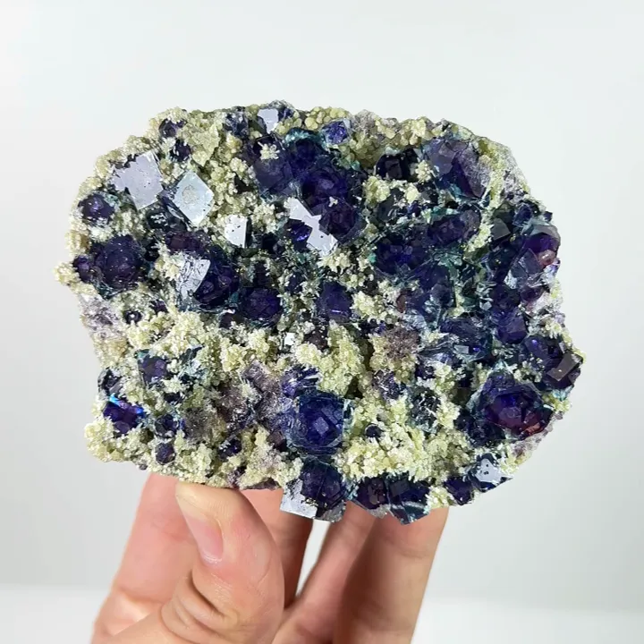 Natural Purple Phantom Fluorite and Pyrite, Mineral Specimen: Yindu,Inner Mongolia (95*75*30MM) image