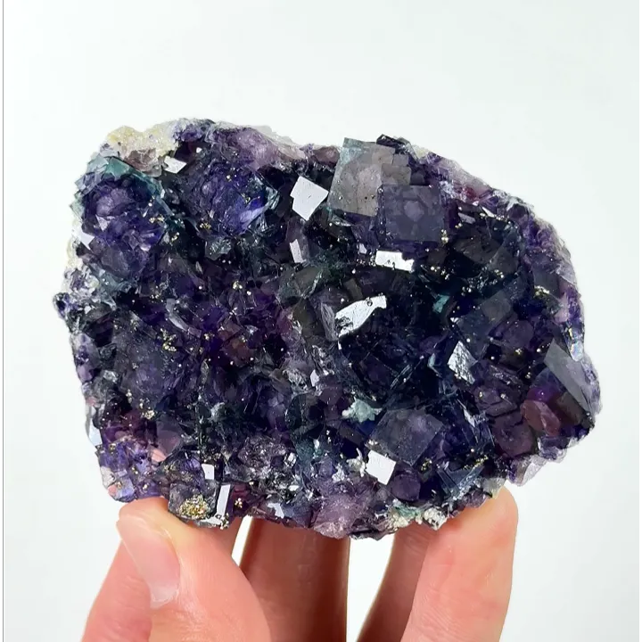 Natural Purple Phantom Fluorite and Pyrite, Mineral Specimen:Yindu,Inner Mongolia (80*60*25MM) - image 4