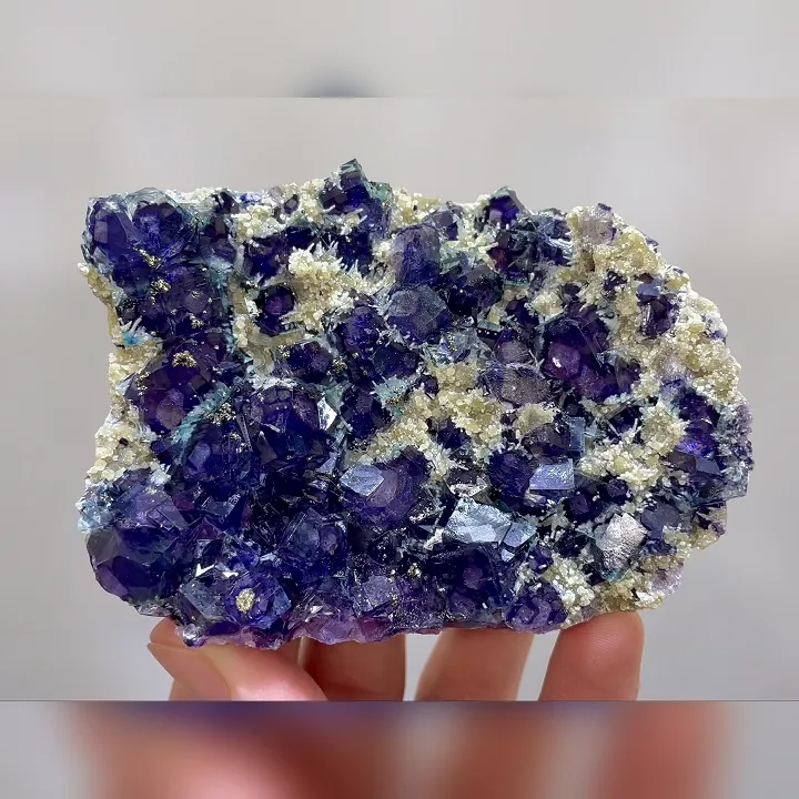 Natural Purple Phantom Fluorite and Pyrite Symbiosis comes from Yindu,Inner Mongolia 95*70*25MM - image 6