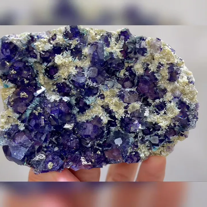 Natural Purple Phantom Fluorite and Pyrite Symbiosis comes from Yindu,Inner Mongolia 95*70*25MM - image 4