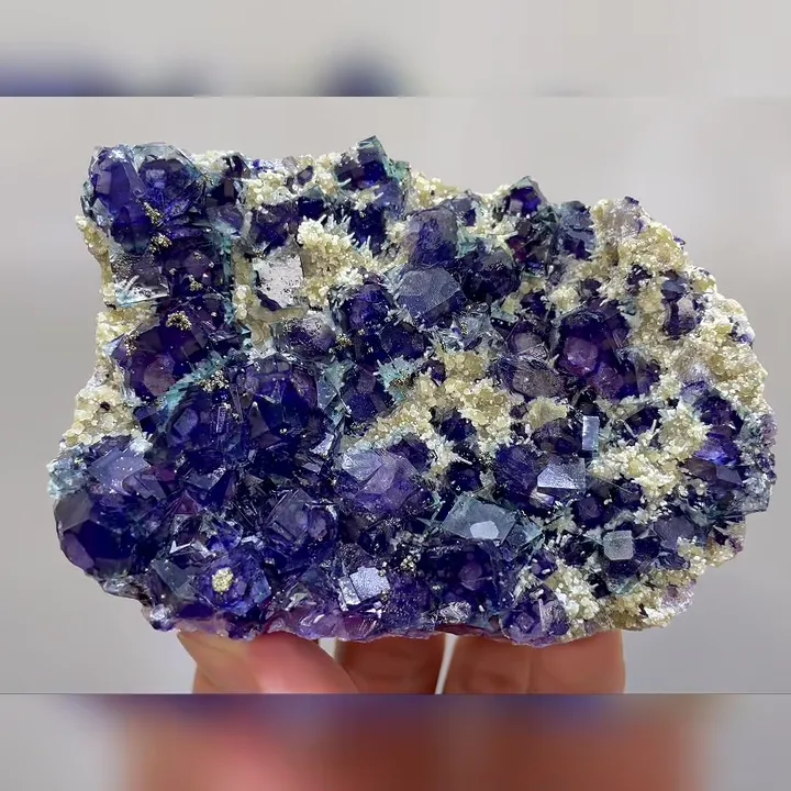 Natural Purple Phantom Fluorite and Pyrite Symbiosis comes from Yindu,Inner Mongolia 95*70*25MM - image 5