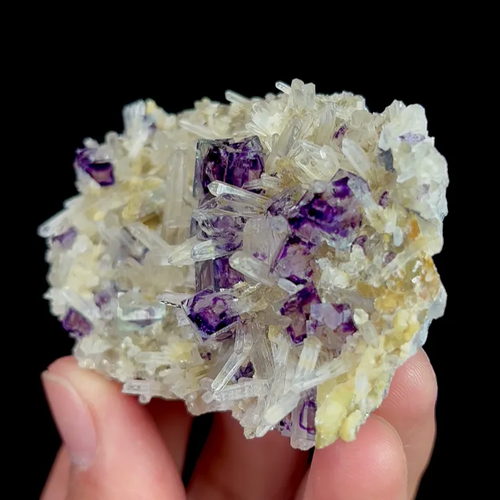 Natural Purple Phantom Fluorite and Quartz Cluster, Mineral Specimen: Yindu,Inner Mongolia (60*45*20MM) - image 3