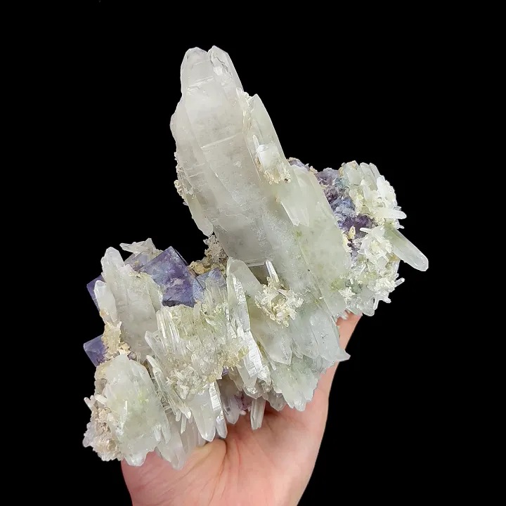 Natural Purple Phantom Fluorite and Quartz Cluster, Mineral Specimen:Yaogangxian,Hunan (160*65*155MM) image