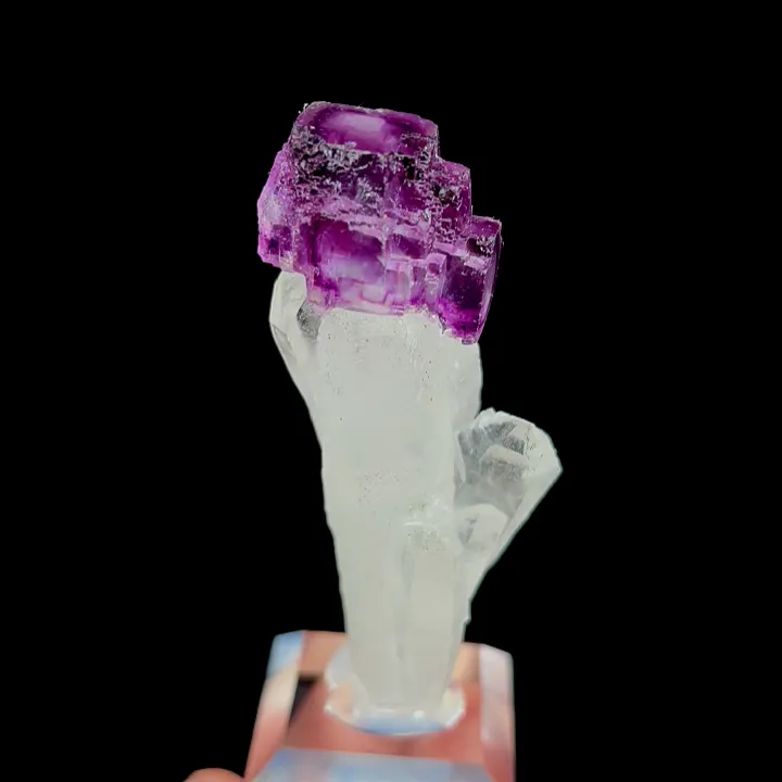 Natural Purple Phantom Fluorite and Quartz Cluster, Mineral Specimen:Yaogangxian,Hunan (30*20*60MM) image
