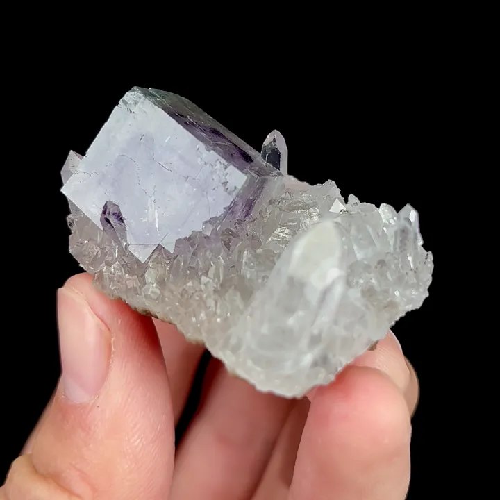 Natural Purple Phantom Fluorite and Quartz Cluster, Mineral Specimen:Yaogangxian,Hunan (45*30*25MM) - image 3