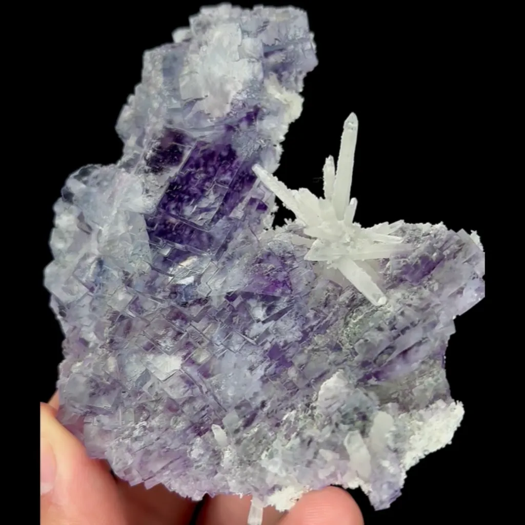 Natural Purple Phantom Fluorite and Quartz Cluster, Mineral Specimen:Yaogangxian,Hunan (80*95*15MM) - image 3