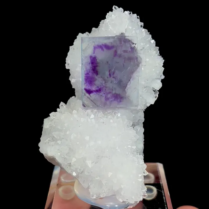Natural Purple Phantom Fluorite and Quartz Cluster, Mineral Specimen:Zhejiang,China (35*20*55MM) image