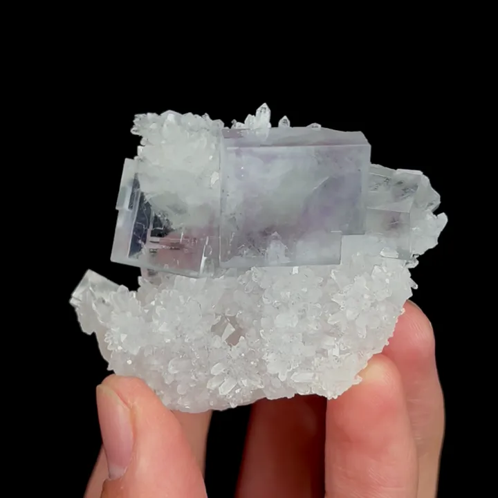 Natural Purple Phantom Fluorite and Quartz Cluster, Mineral Specimen:Zhejiang,China (55*45*35MM) image