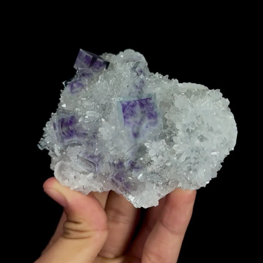 Natural Purple Phantom Fluorite and Quartz Cluster, Mineral Specimen:Zhejiang,China (80*95*40MM) - image 3