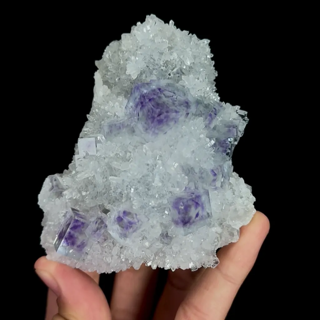 Natural Purple Phantom Fluorite and Quartz Cluster, Mineral Specimen:Zhejiang,China (80*95*40MM) image