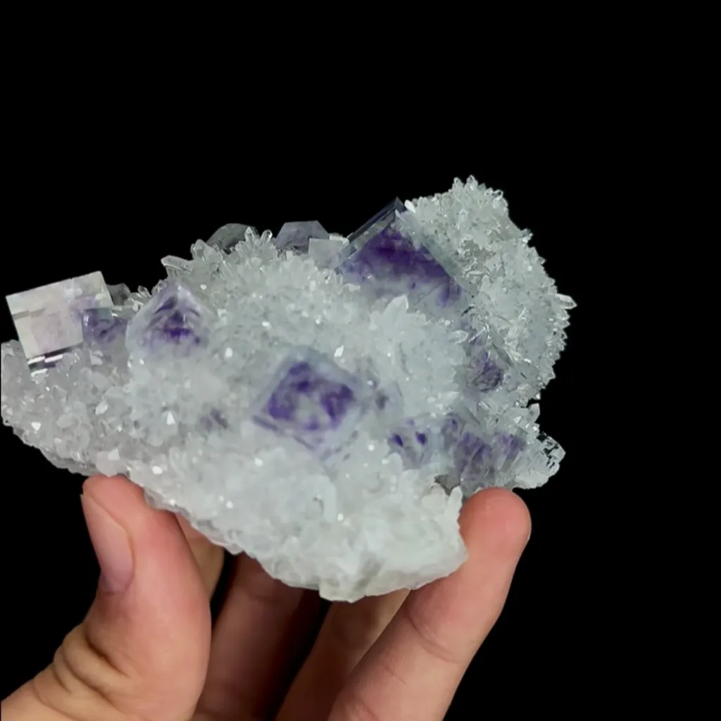 Natural Purple Phantom Fluorite and Quartz Cluster, Mineral Specimen:Zhejiang,China (80*95*40MM) - image 2