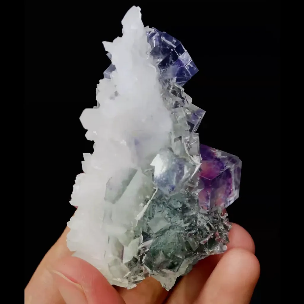 Natural Purple Phantom Fluorite and Quartz Cluster Symbiosis comes from Zhejiang,China 50*75*30MM - image 3